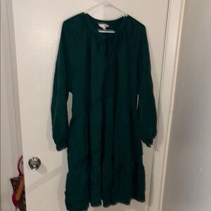 Terra & Sky Long Sleeve Dress - Dark Green